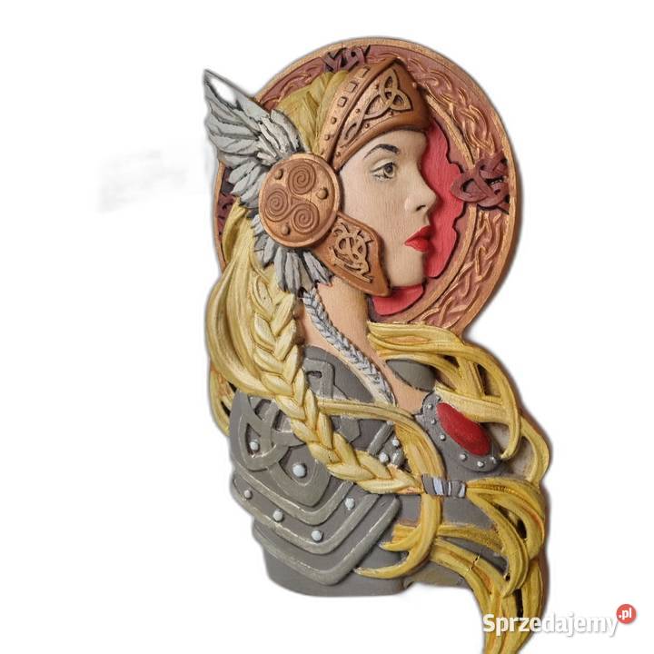 Płaskorzeźba Nordic Valkiria Ręcznie Malowana Malechowo