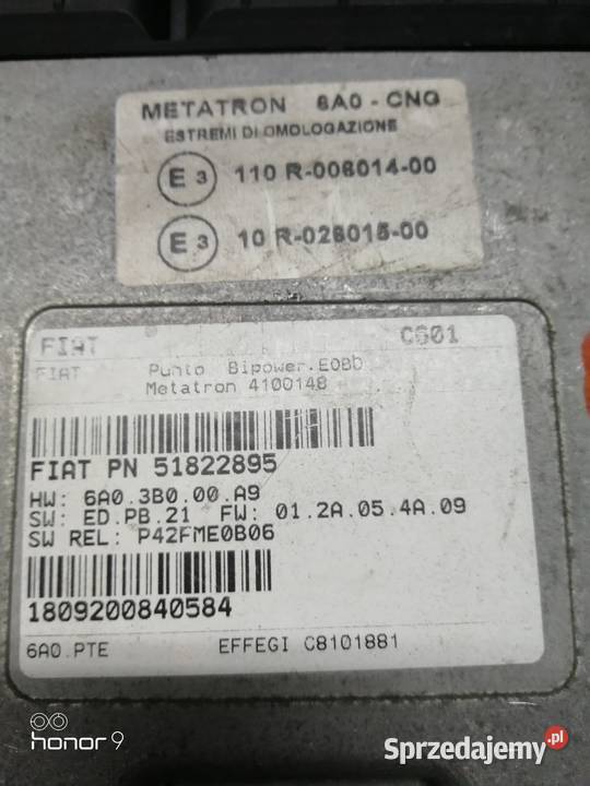 Sterownik silnika Fiat Punto CNG osobowe wielkopolskie Koło