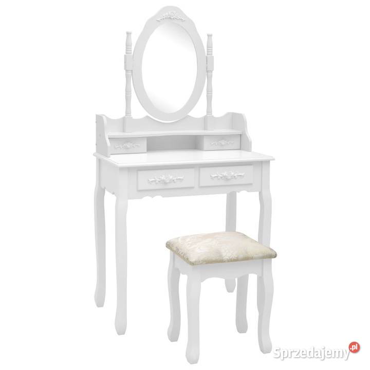 vidaXL Toaletka ze stołkiem biała 75x69x140