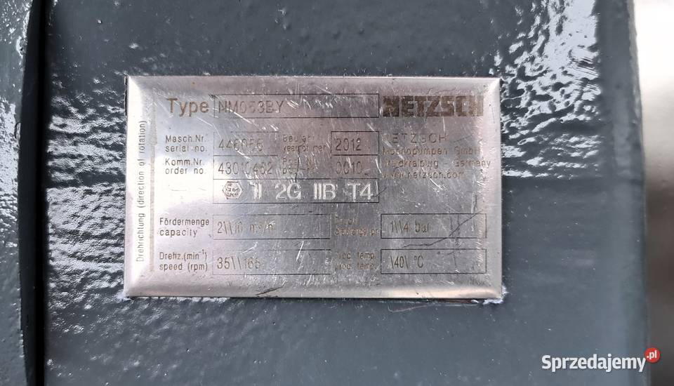 Pompa śrubowa ślimakowa spożywcza Netzsch