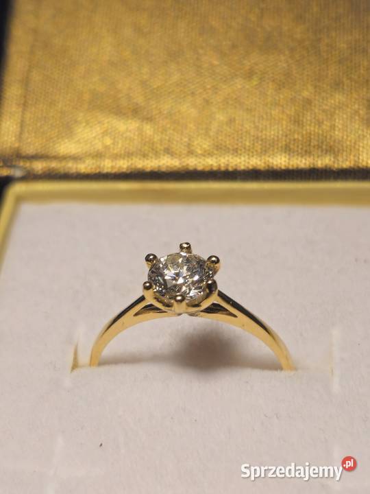 Pierścionek złoty 14k 585 z Diamentem 063ct z