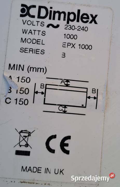 3 grzejniki dimplex 2kW 1kW 15 kW model EPX