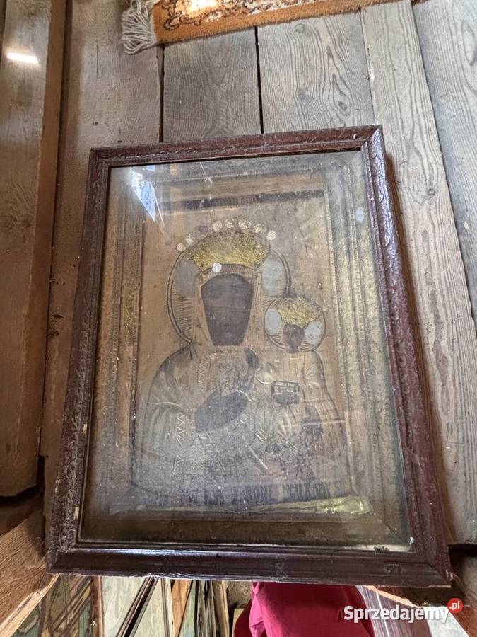 Stary obraz religijny z końca 19 wieku olejodruk