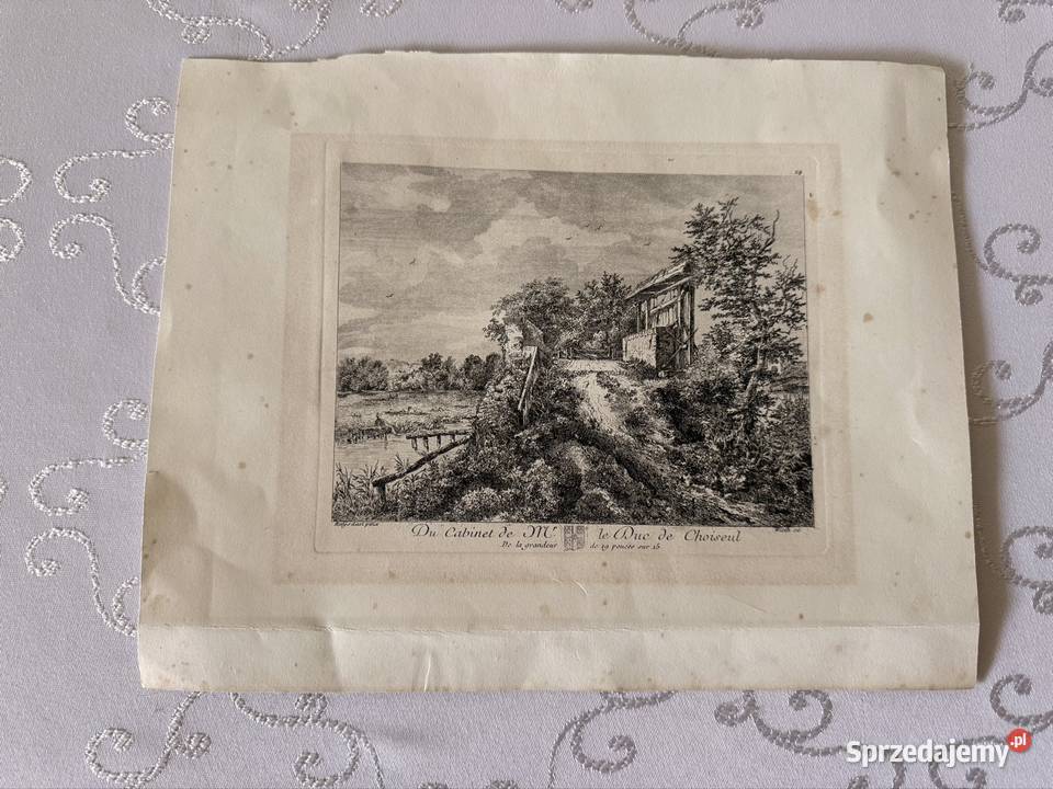 Antyczny miedzioryt XVIII w 1771 Duc de Choiseul Czerwionka-Leszczyny sprzedam