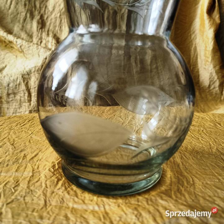 Stary piękny wazon z przezroczystego szkła opis Porcelana i szkło Ząbkowice Śląskie sprzedam