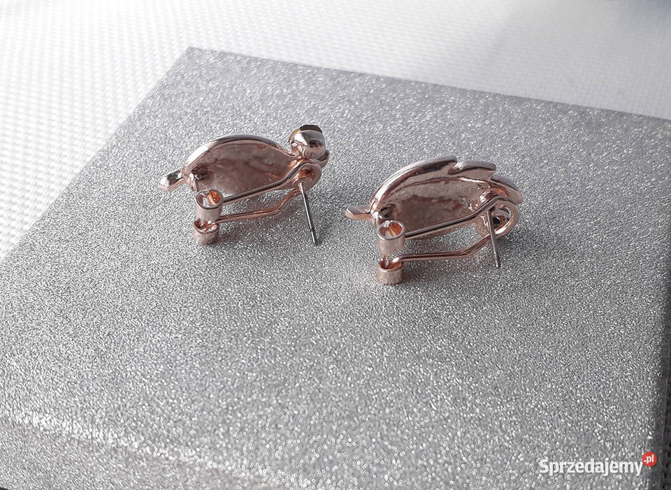 Kolczyki pozłacane Liść z cyrkoniami Łódź sprzedam