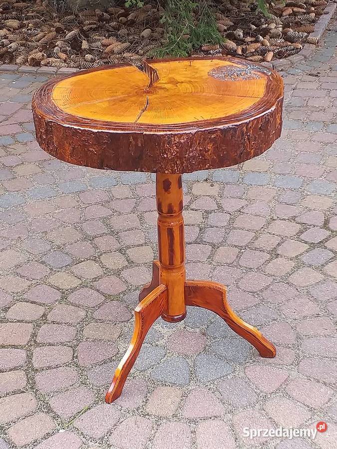 Stolik kawowy z pnia plastra dębu 58 x 53 o