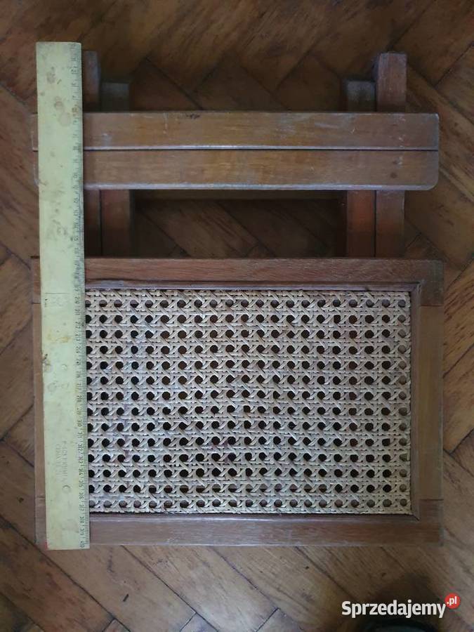 Taboret krzesełko rattan małe vintage składane mazowieckie Warszawa