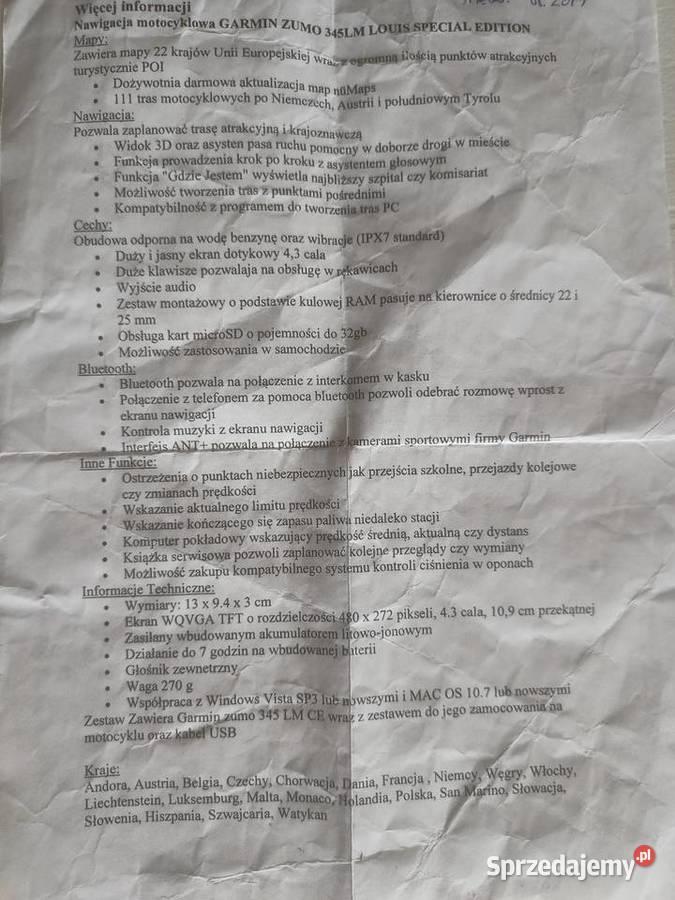Nawigacja motocyklowa Germin zumo LM345