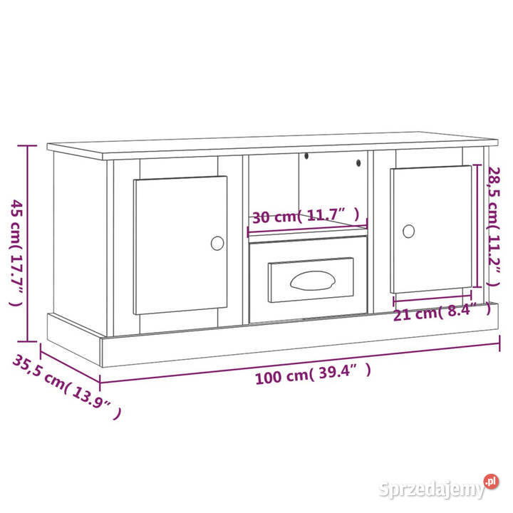 Szafka pod TV biała 100x355x45 materiał Warszawa