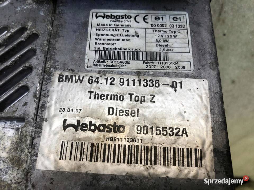 WEBASTO OGRZEWANIE POSTOJOWE 9111336 BMW E65 30D