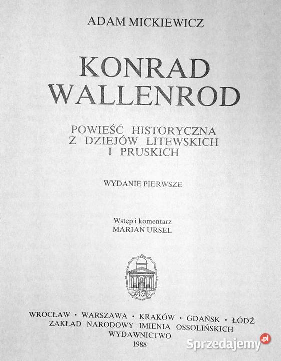 Konrad Wallenrod Adam Mickiewicz Rok wydania 1988 Chełm