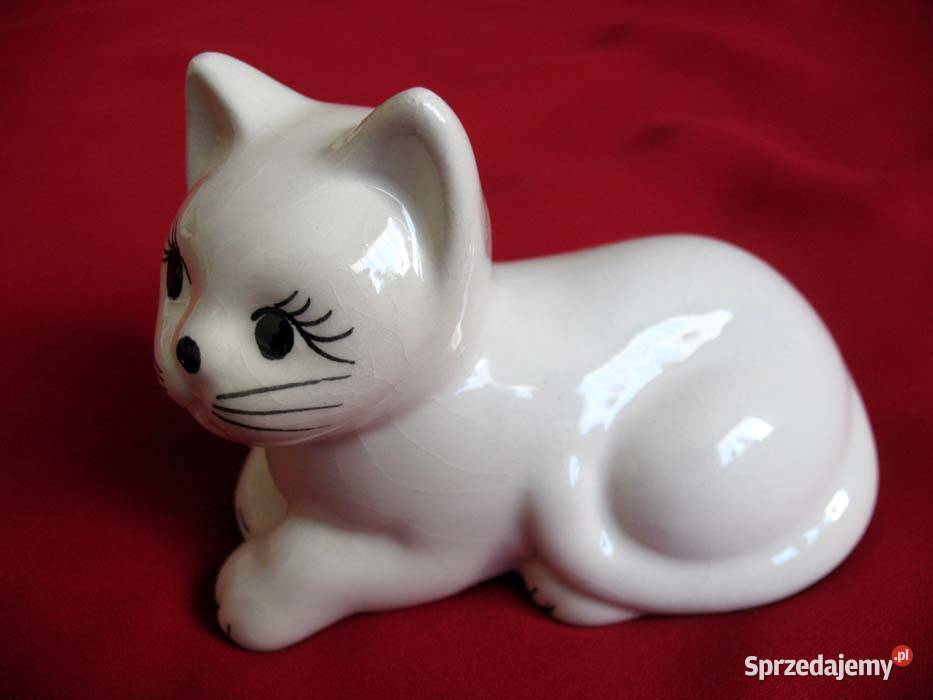 Kot kotek leży figurka stara porcelana 10 x 12 x Dom i Ogród