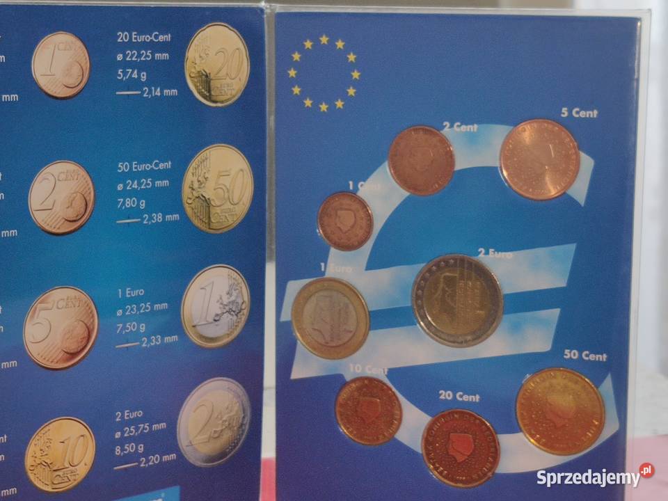 Holandia klaser z monetami 2 euro do 1 centa 8 Numizmatyka pomorskie Lębork