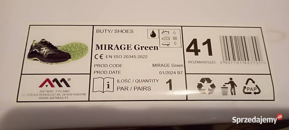 Buty robocze męskie Mirage Green artmas 41 inna mazowieckie Warszawa