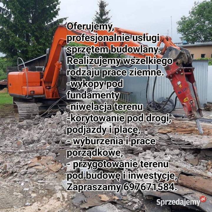 Usługi koparką koparkoładowarka wyburzenia Baranów Sandomierski