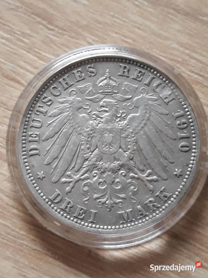 3 Marki Wilhelm II Prusy 1910 r men Aokoło wielkopolskie Konin