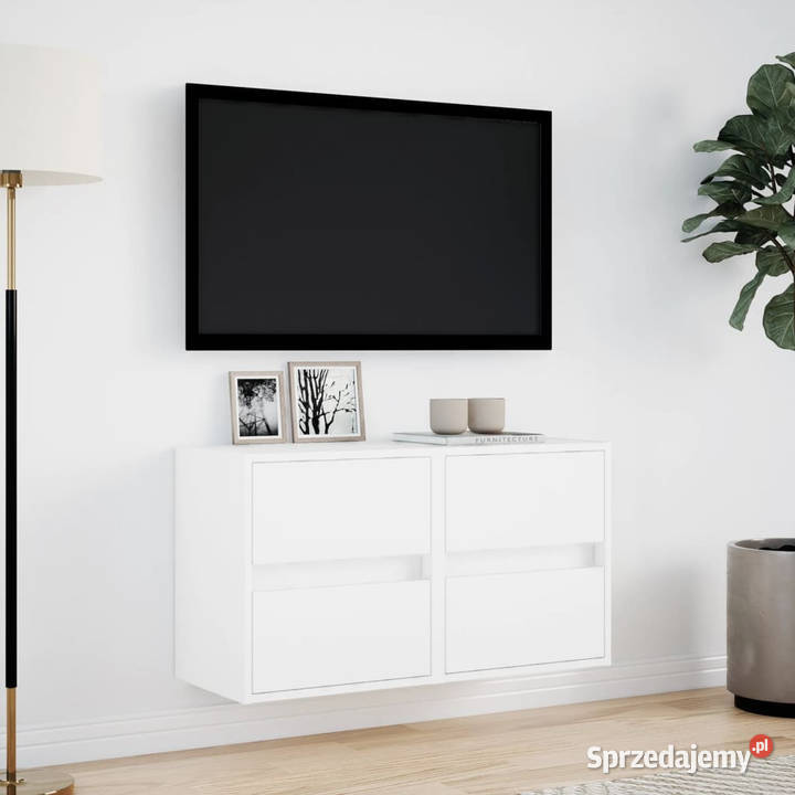 Ścienne szafki TV z LED 2 białe 41x31x45 mazowieckie Warszawa sprzedam