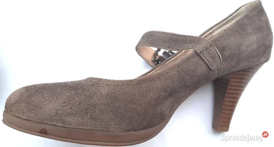 41 Hirschkogel czółenka na obcasie zamsz szare Gaszowice