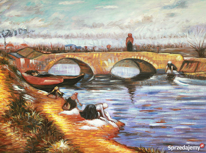 Obraz olejny Most Gleize kanałem Vigueirat van Malarstwo Warszawa sprzedam