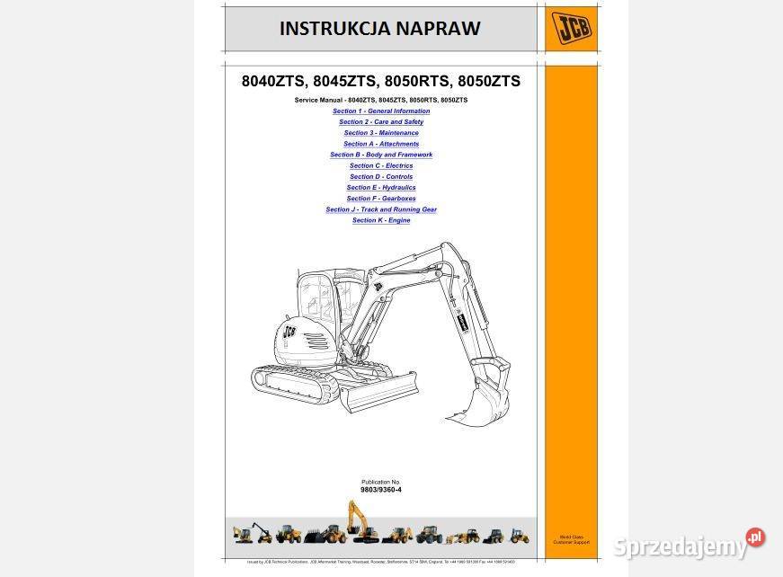 JCB 8040ZTS 8045ZTS 8050RTS 8050ZTS instrukcja Pozostałe Kielce
