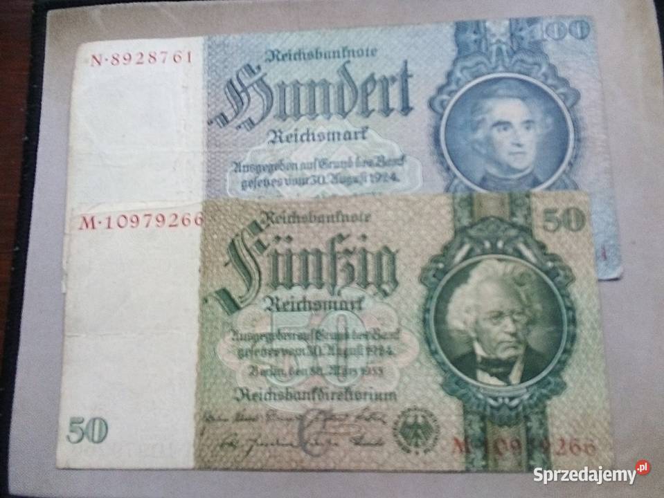 NIEMCY50 I 100 REICHSMARKCZYTAJ OPIS CAŁE Numizmatyka Legionowo sprzedam