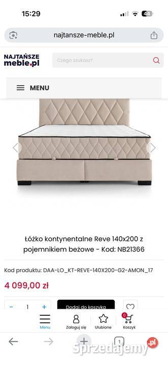 Sprzedam nowe łóżko kontynentalne REVE 140x200 mazowieckie Siedlce