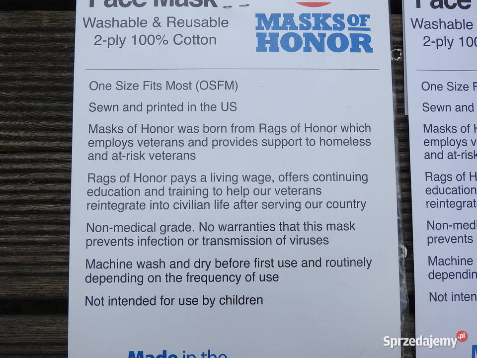 MASKA MADE IN USA 100 BAWEŁNA KOLEKCJONERSKA DO Warszawa