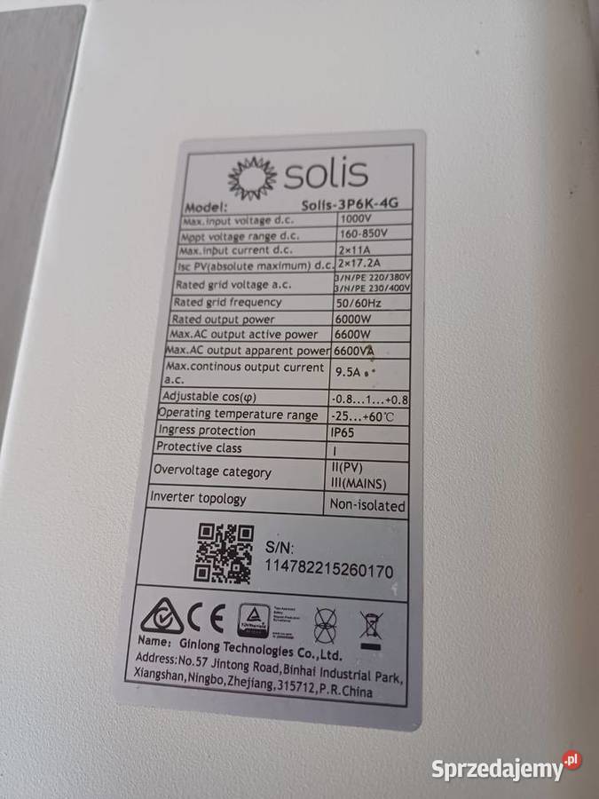 Sprzedam Falownik Solis Zbiersk-Cukrownia