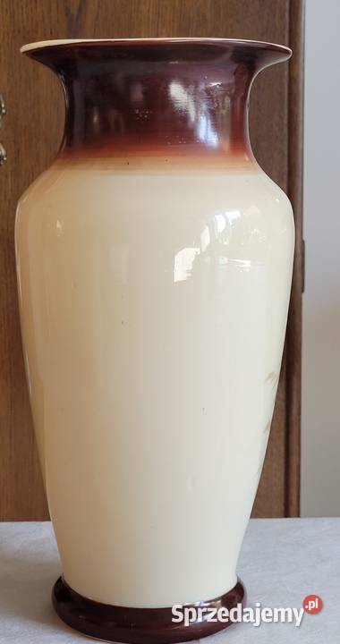 Secesyjny ręcznie malowany emalią opakowy wazon Kraków