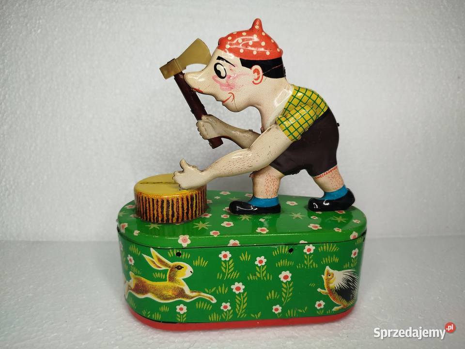 Metalowa Skarbonka z czasów PRLu Drwal Zgierz