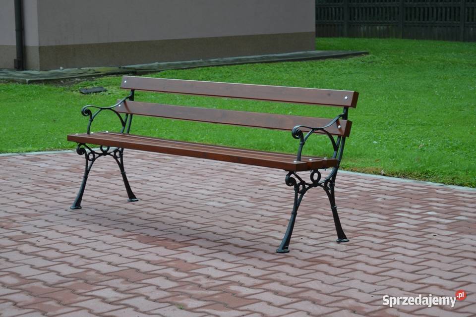Ławka parkowa z oparciem żeliwna ogrodowa ADA