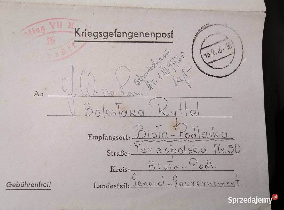 List oficera Wojska Polskiego z niewoli Antykwariat Żory