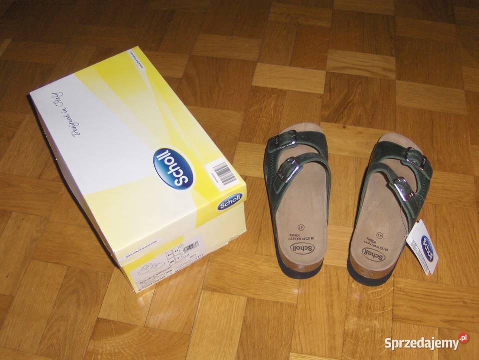 Scholl Klapki damskie Skóra Zielone 41 NOWE