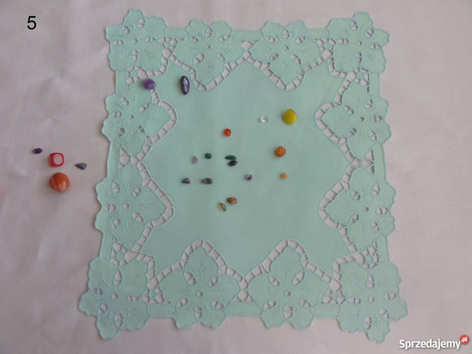 Serwetki kolorowe zielone wyszywane haf odcienie zieleni Lublin