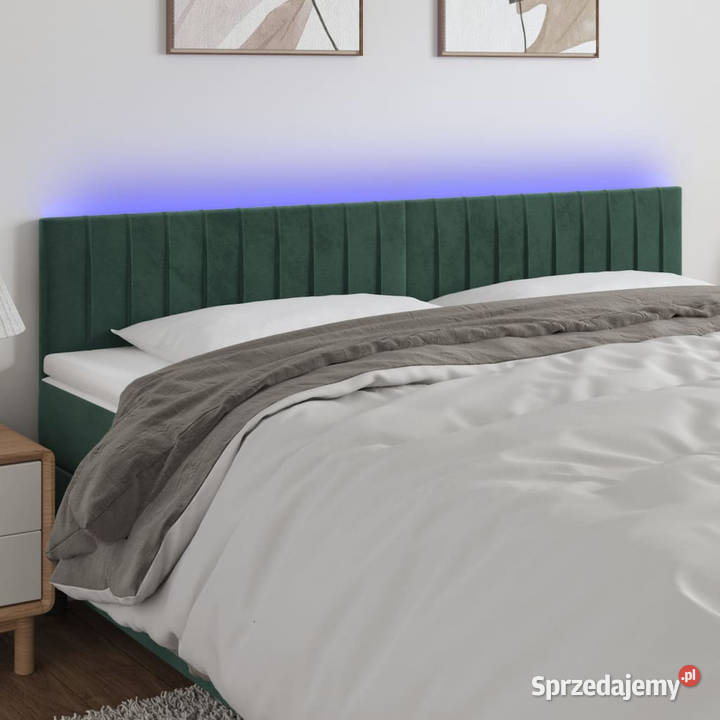 Zagłówek do łóżka z LED ciemnozielony 180x5x7888 Meble