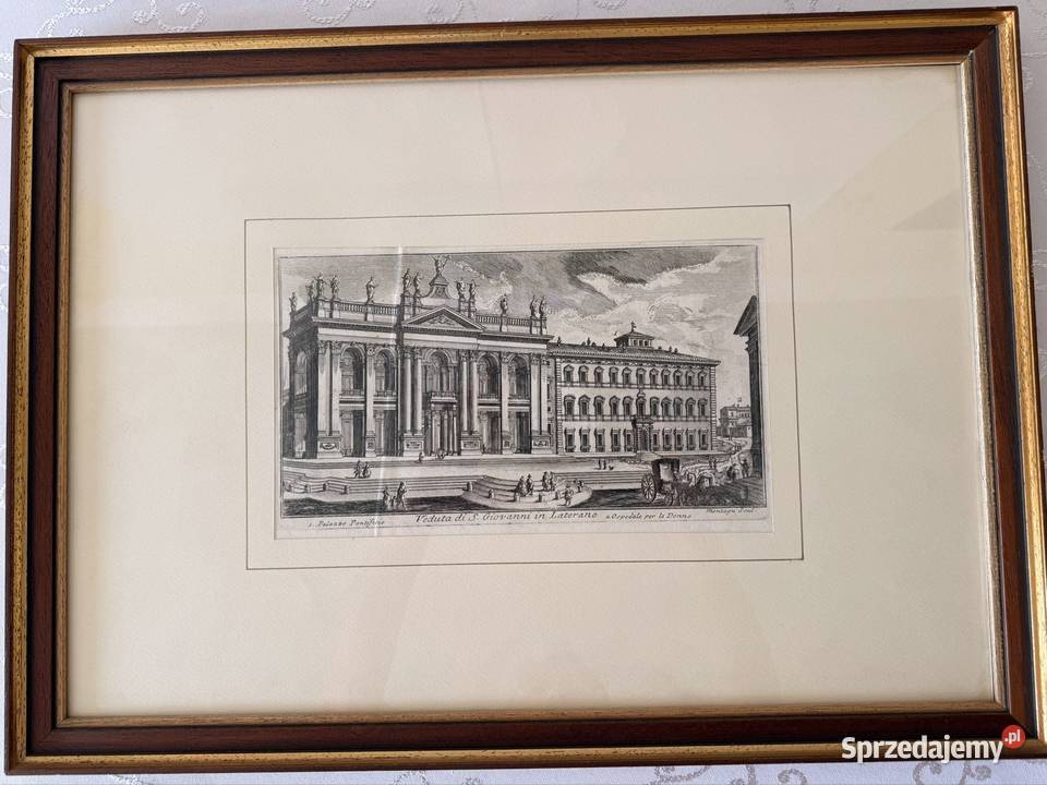 Antyczny Miedzioryt 1770 Rzym Veduta di S Czerwionka-Leszczyny