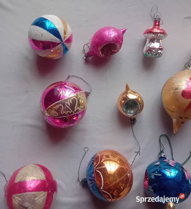 Zestaw 12 bombek z okresu PRL z lat 50ych i Porcelana i szkło Antyki, Sztuka, Kolekcje Koźminek