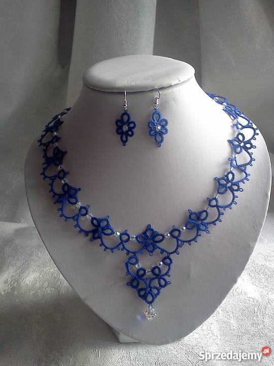 Komplet biżuterii frywolitkowej Wiśniowa