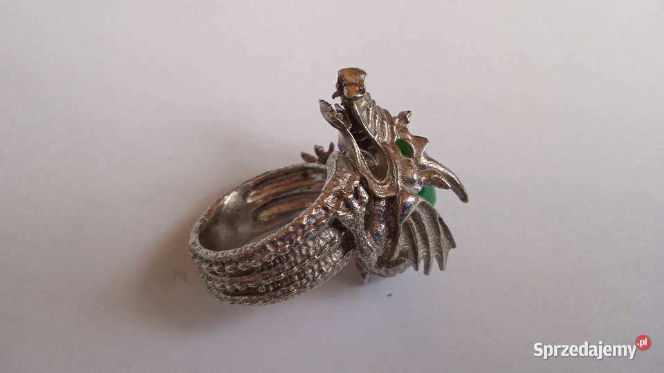 Pierścień z głową smoka sygnet Warszawa