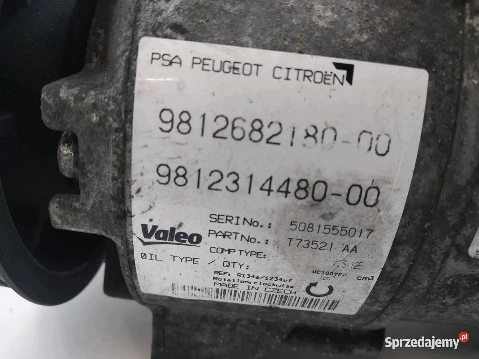 SPRĘŻARKA KLIMATYZACJI 9812682180 12 THP VTI osobowe świętokrzyskie