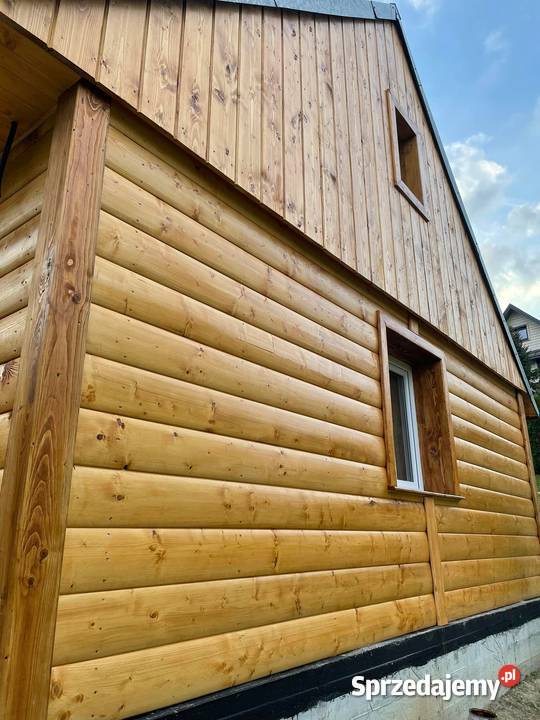 Elewacje Drewniane Świerk Modrzew Pół-bal Duo-romb Opalane Podbitki