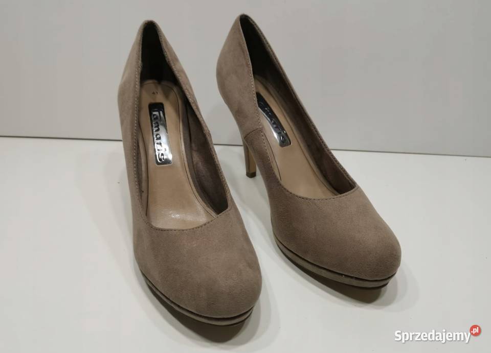41 Tamaris czółenka obcas 10 26 szare Czółenka Szczerbice