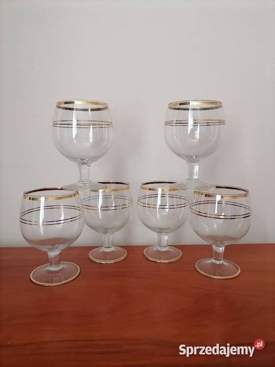 Kieliszki Złocone 9 PRL Wałbrzych