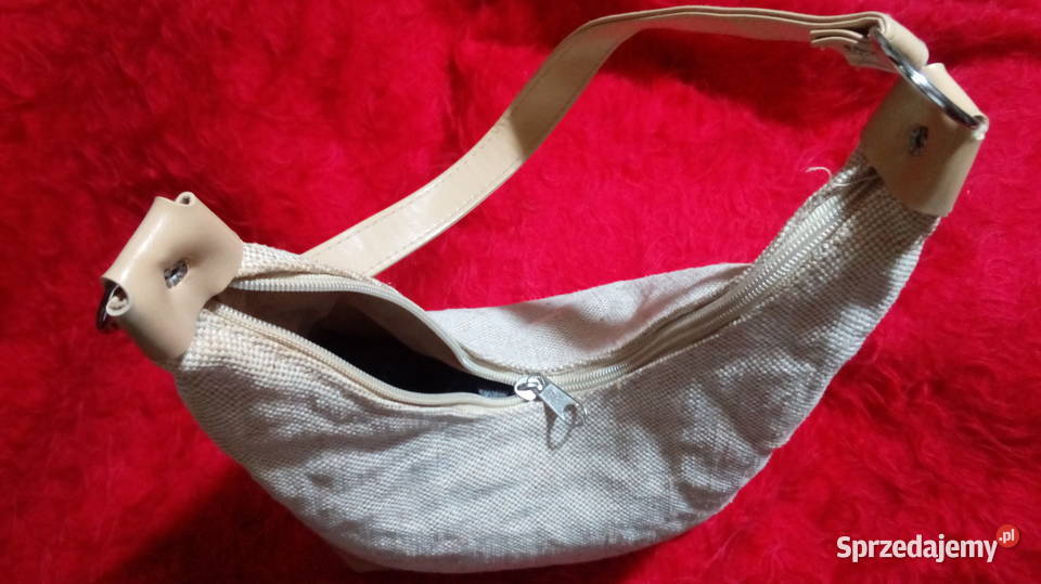 Beżowa torebka A5Gruba pleciona tkanina Świdnik