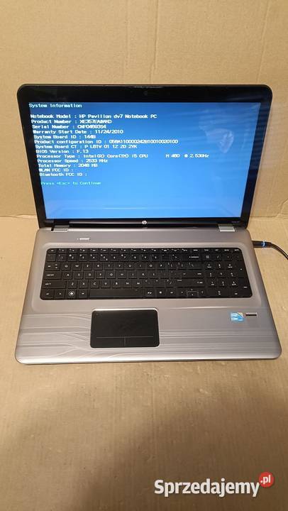 Laptop Hp Pavilion dv74120ew Poznań sprzedam
