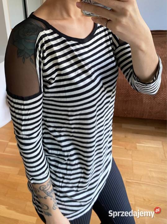 Bluzka Ciążowa w Paski z Siateczką Look Ciąża i macierzyństwo