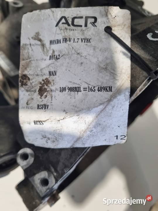 SKRZYNIA BIEGÓW Honda FRV 17 VTEC MANUAL Skrzynie biegów manualne lubelskie Chełm