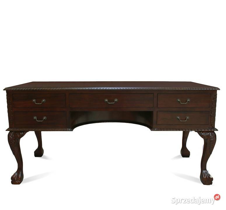 Duże stylowe drewniane antyczne biurko orzech PROMOCJA!