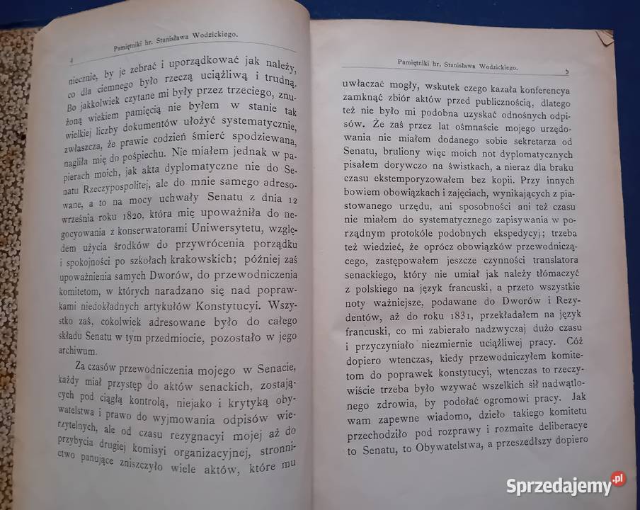 Pamiętniki hr Stanisława Wodzickiego Kraków 1888 wielkopolskie Koźminek